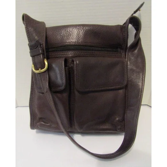 Fossil 1954 Vintage Shoulder Bag Brown Leather Purse Interior Exterior Pockets - Picture 2 of 10